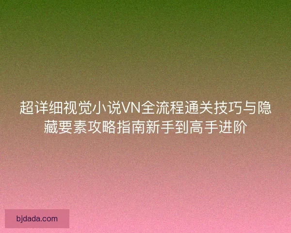 超详细视觉小说VN全流程通关技巧与隐藏要素攻略指南新手到高手进阶